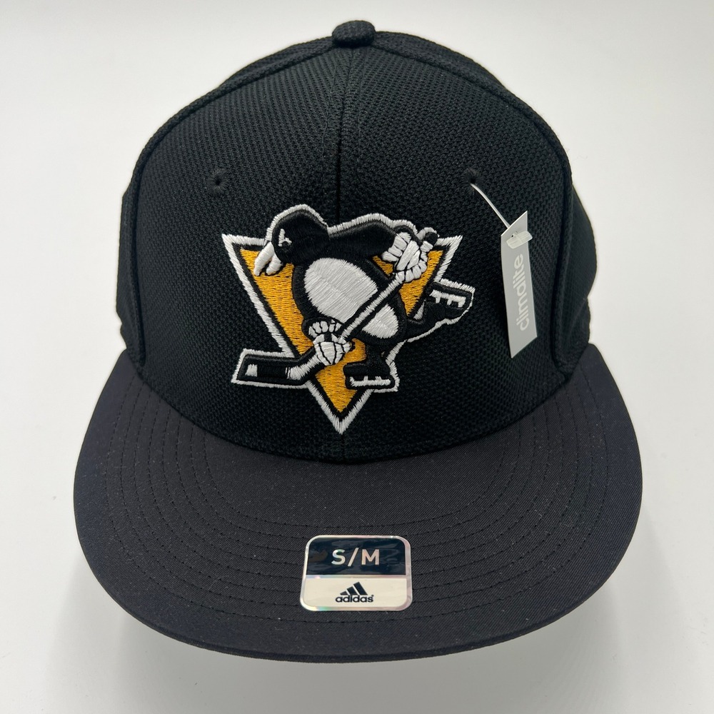 Adidas NHL Pittsburgh Penguins Climalite Superflex Hat S/M Black Yellow New‎